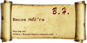 Becze Héra névjegykártya